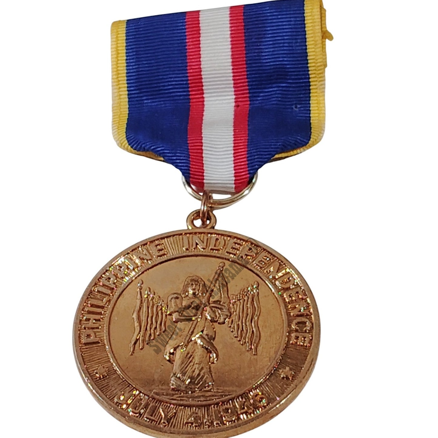 U.S. Philippine Independence Medal Pinback, 1-1/2"D x 3-3/8"H Overall, 7-4-46