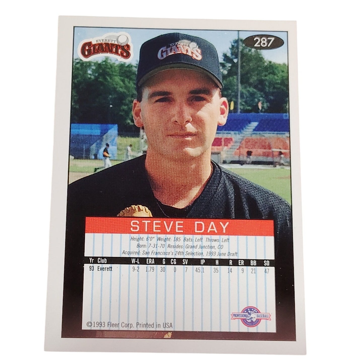 Steve Day, Everett Giants, #287, 93-94 Fleer Excel Minor Leagues