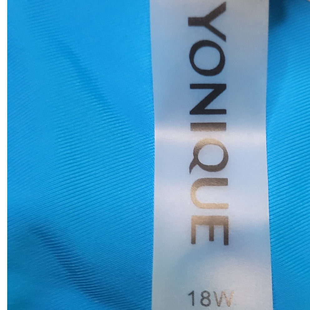 Yonique Plus Size, One Piece Tummy Control, Ruffles, Blue 18W (18 Plus)