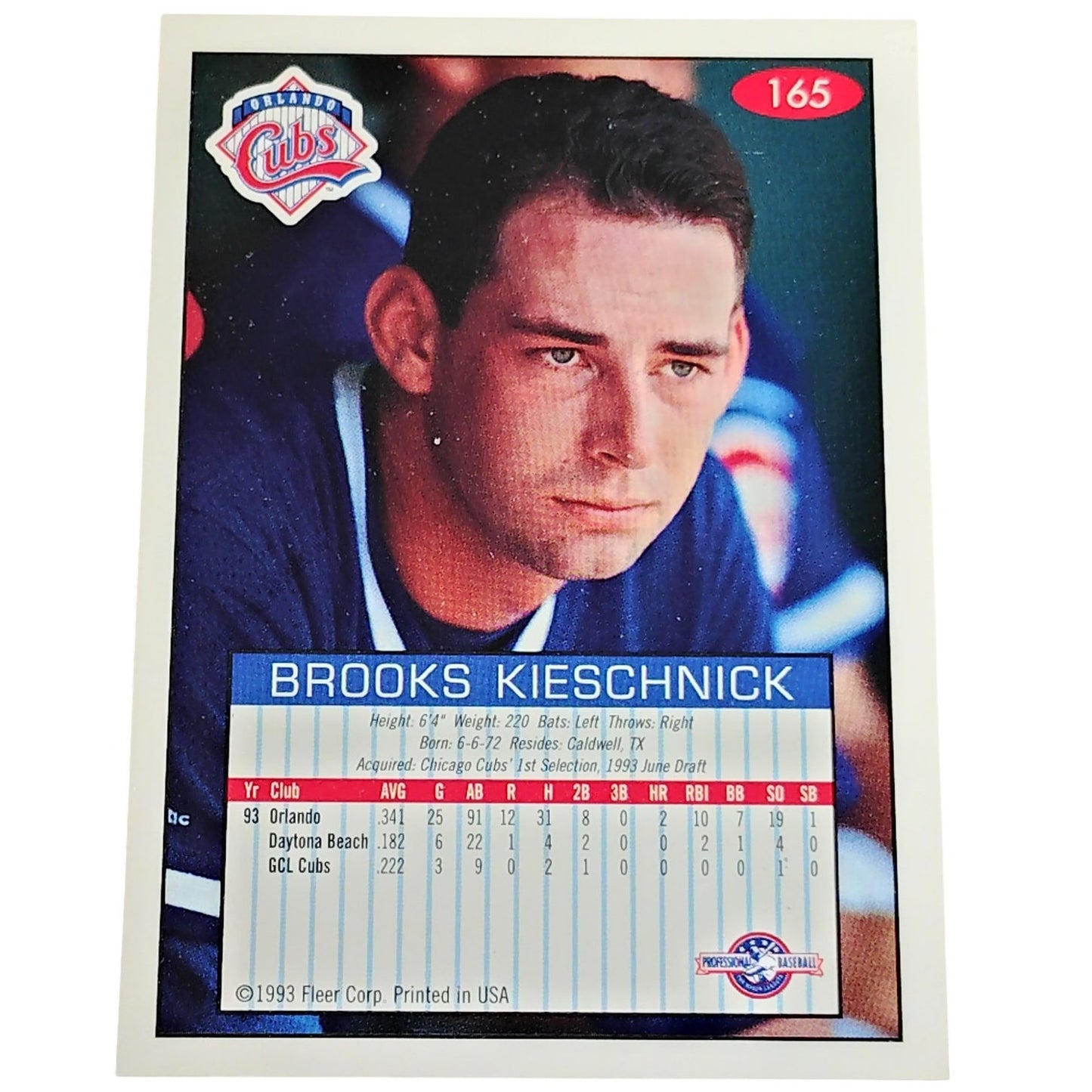 Brooks Kieschnick, Orlando Cubs, No. 165, 93-94 Fleer Excel Minor Leagues