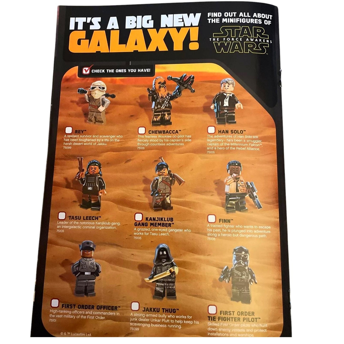 Lego Star Wars The Force Awakens, 2015 Full Color, Lego Club Mini Figures List