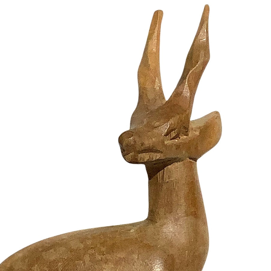 Hand Carved Wooden African Gazelle Antelope Impala 4"H x 2.5"W Figurine