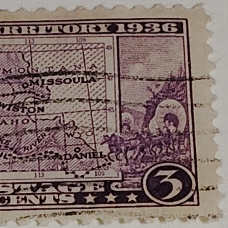 1936 3¢ Oregon Territory Centennial Stamp – Scott #783 – Purple – Map Design
