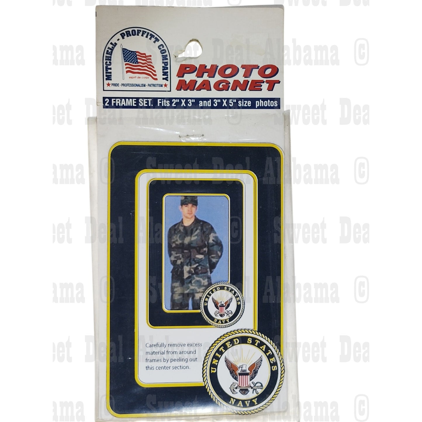 Photo Magnet Frame Set, U.S. Navy – Fits 2"x3" & 3"x5" Photos, Peel-Out Center