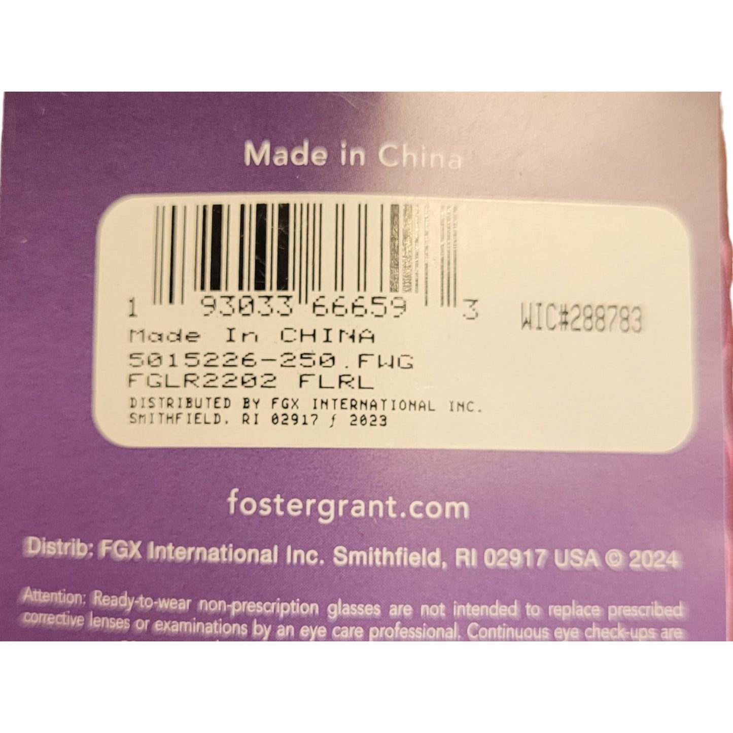 Foster Grant Crystal Vision Clear Pink Ombre Reading Glasses with Case, +2.50