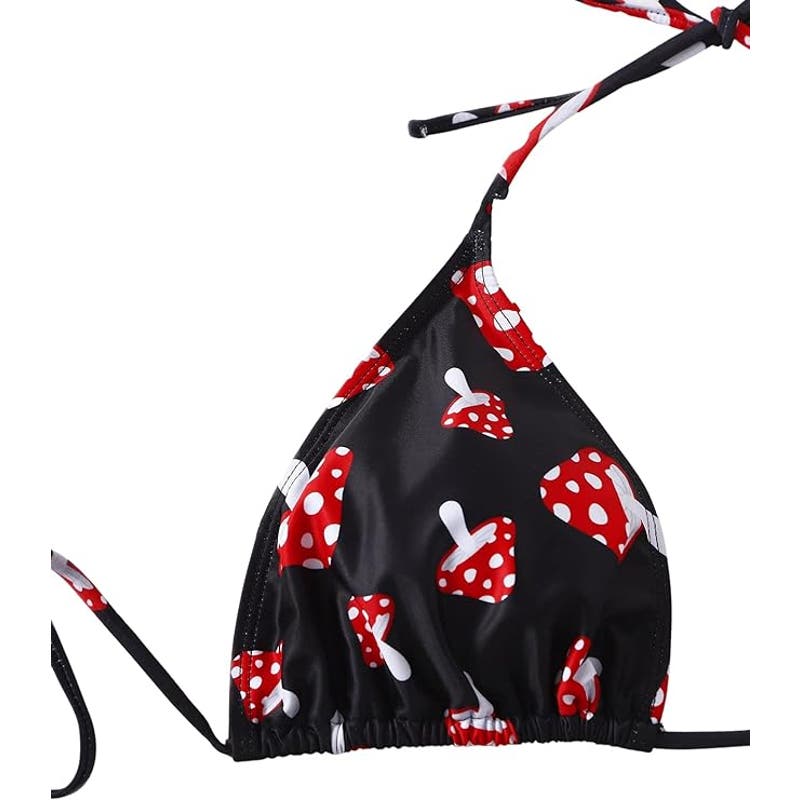 SOLY HUX Halter Triangle Bikini 2-Piece Swimsuit, Black Mushroom 3XL 48"B 53.5"W