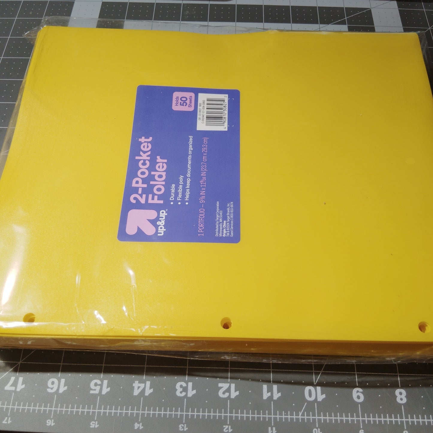 24-Pack - 2‑Pocket 3‑Hole Plastic Folder – Yellow – up & up – 24‑Pack