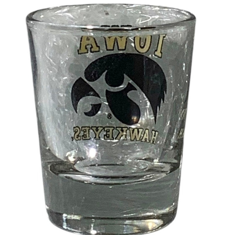 Vintage 1990 Big 10 (11) NCAA IOWA Hawkeyes Shot Glass, 2"D x 2-1/2"H