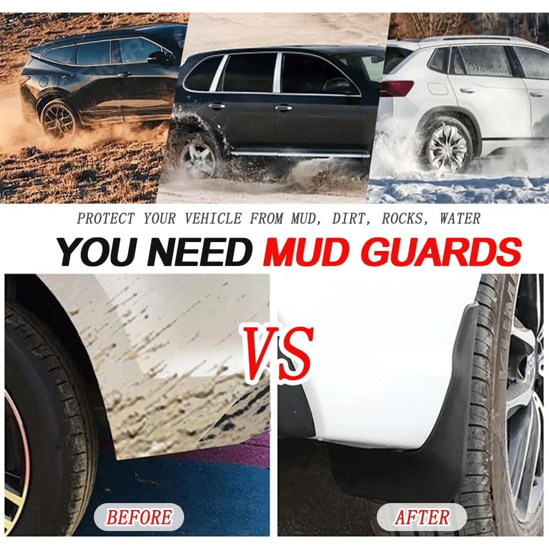 Mud Flaps for Audi Q3 Sport 2019–2024 – 4Pc Set | Front & Rear Splash Guards