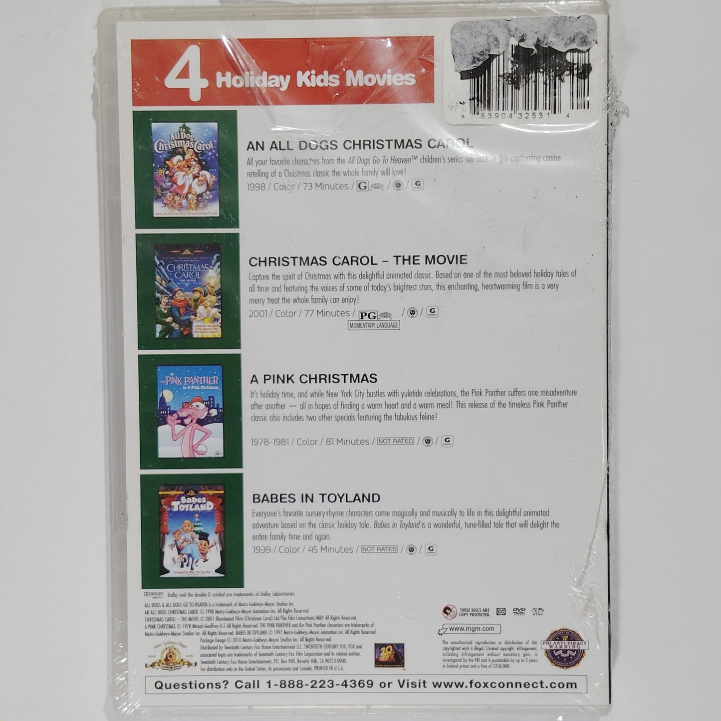 MGM Movie Collection: 4 Holiday Kids Movies (DVD 2011) Animated & Family Viewing