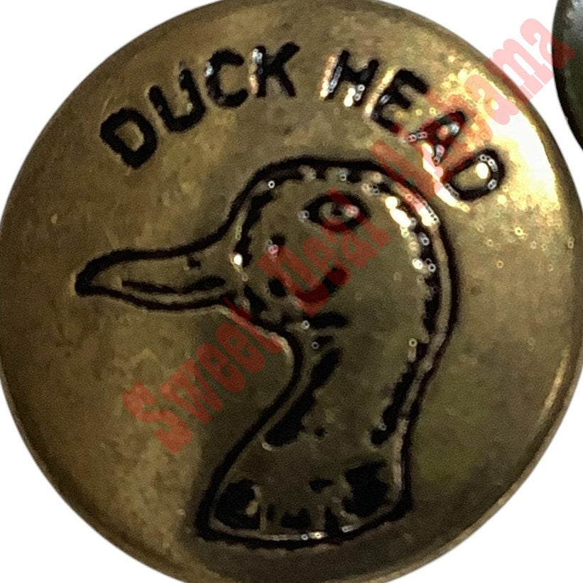 Vintage Original 1970's Brass Duck Head Tack Button, 5/8", Includes Backing Tack