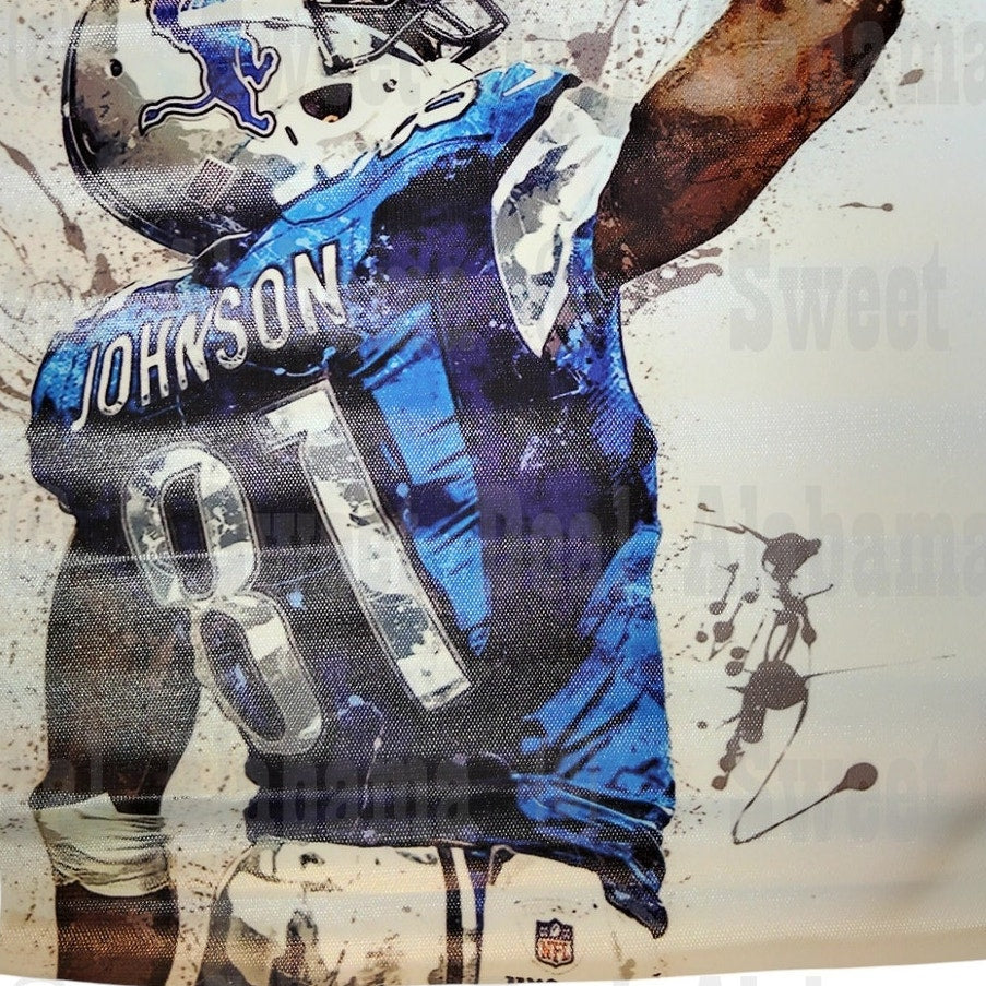 Detroit Lions #81 Calvin Johnson – 12” x 18” Canvas Print – Unframed