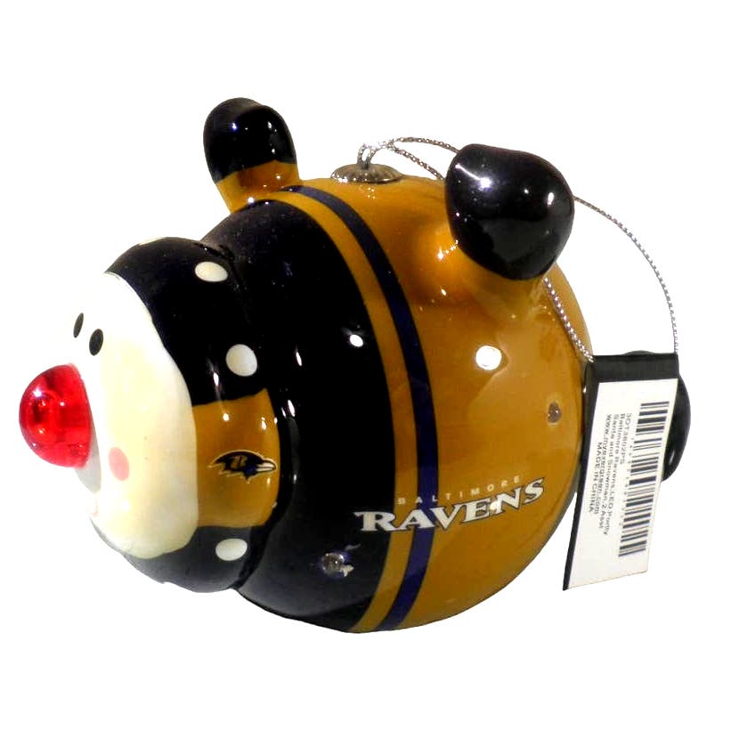 Baltimore Ravens NFL Licensed LED Santa and Snowman Christmas Ornaments