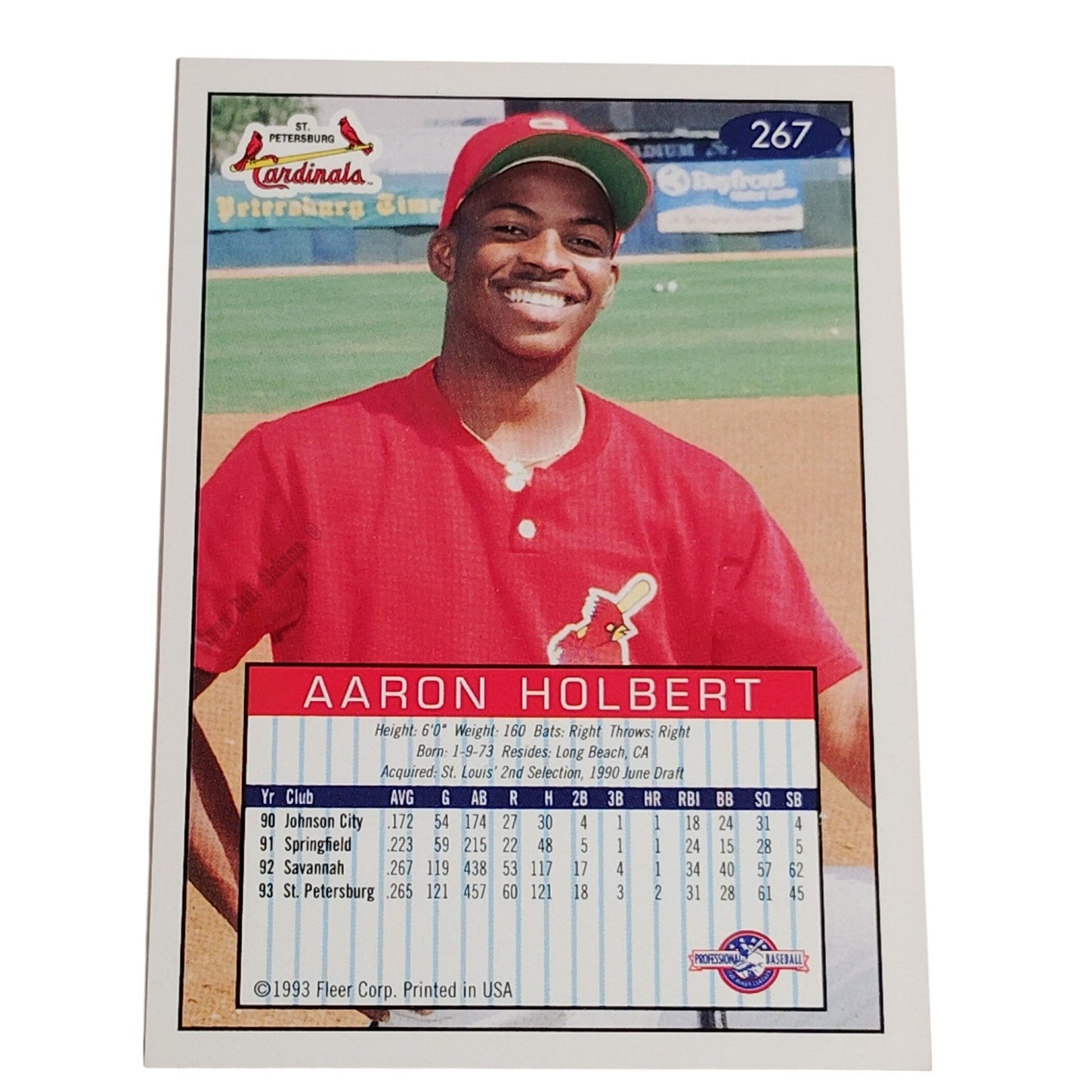 Aaron Holbert, St. Petersburg Cardinals, #267, 93-94 Fleer Excel Minor Leagues