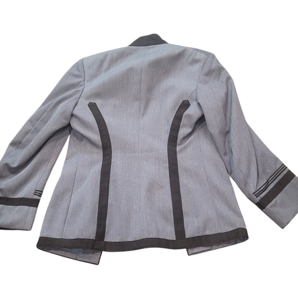 Vintage 1950s West Point Cadet Jacket, Size 39L, Gray Wool Blend with Black Trim