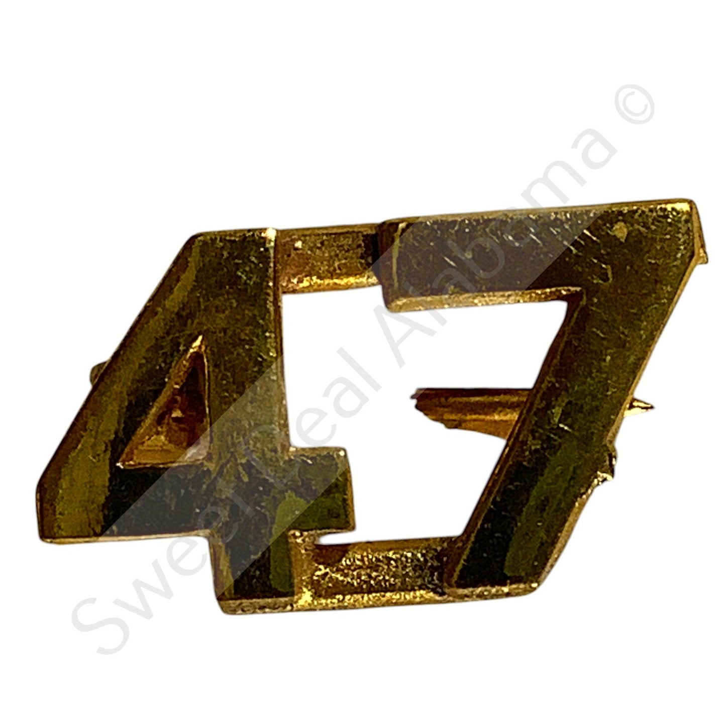 c.1940s Numeric "47", Brass Military C-Clasp Hat / Collar Pins Set 3/8"H