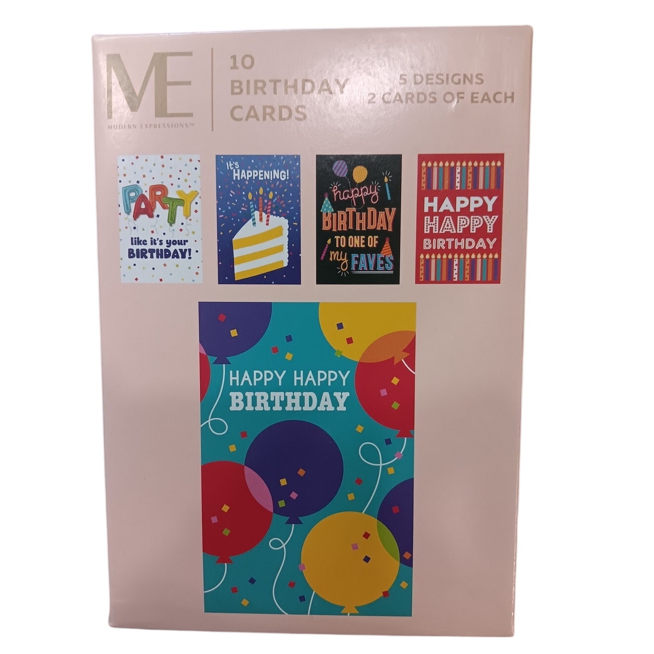 ME Birthday Cards - 10-Pack - 5 Styles x 2 Each - 4"x6" - Soy Ink - PN 619591