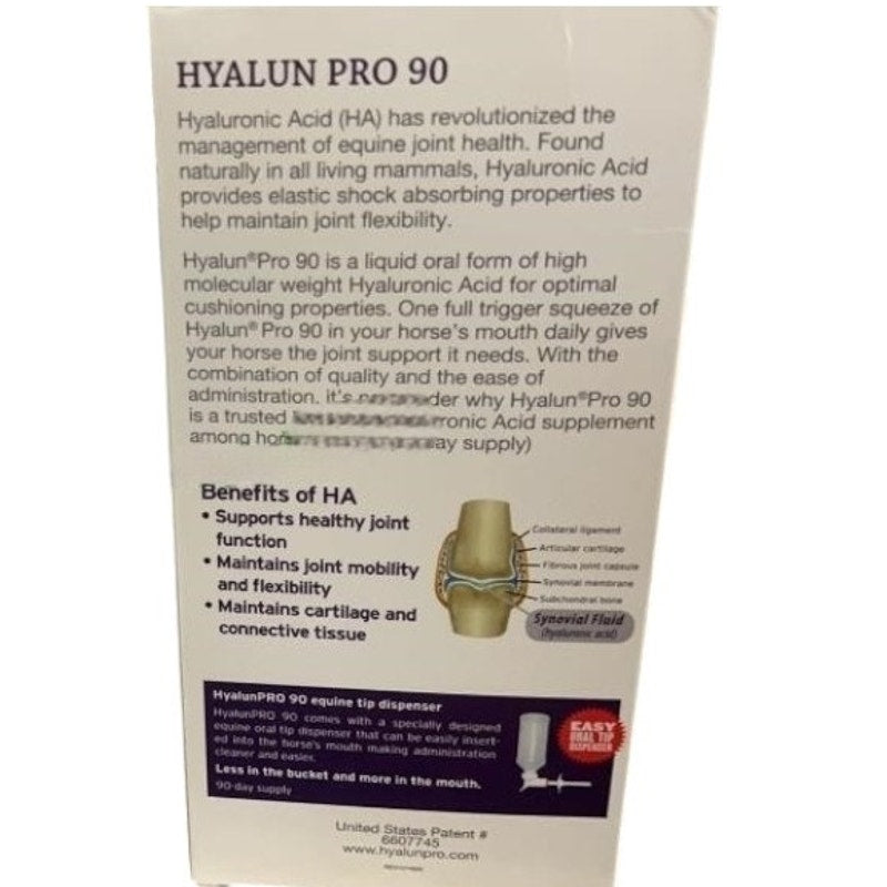 Hyalogic Hyalun PRO 90 – Equine Joint Supplement – 90 Day Supply – 30mg Pure Hyaluronic Acid (HA)