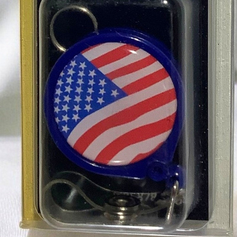 United States Flag Retractable Badge Holder, 24" Cord for Belt or Lanyard