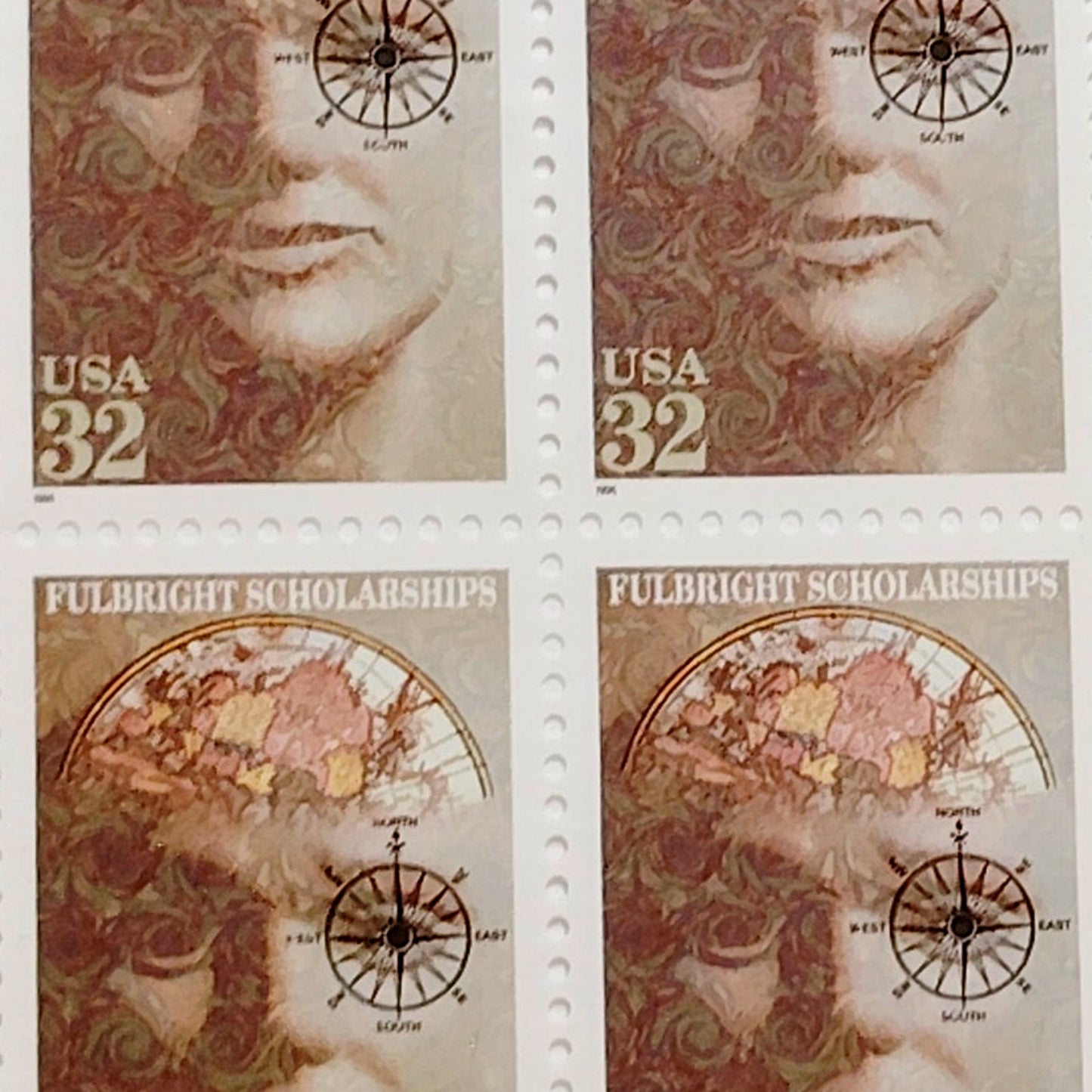 Block of 4 – 1996 USA 32¢ Fulbright Scholarships MNH Scott 3065