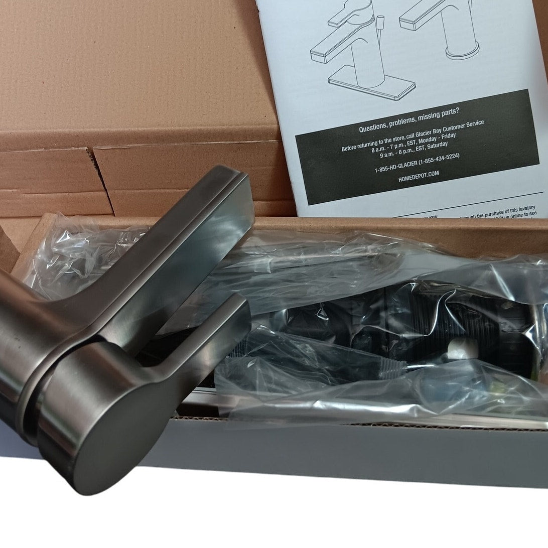 Modern Contemporary Single Hole & Handle Low-Arc Bathroom Faucet, Brushed Nickel