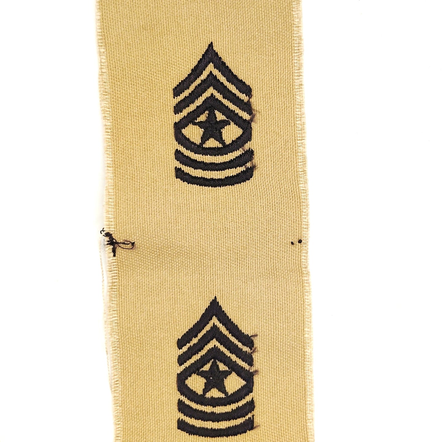 US Army Sergeant Major SGM E‑9 Rank Patch Pair Desert Tan 5‑1/2" × 2" NOS
