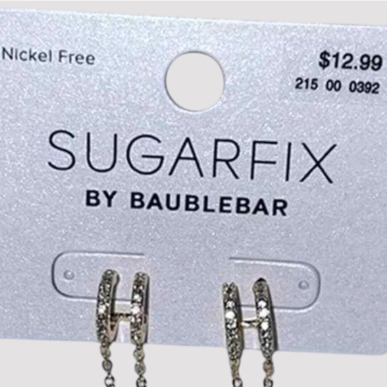 SUGARFIX by BaubleBar Double Hoop Stud Earrings with Chain – Clear, Nickel Free