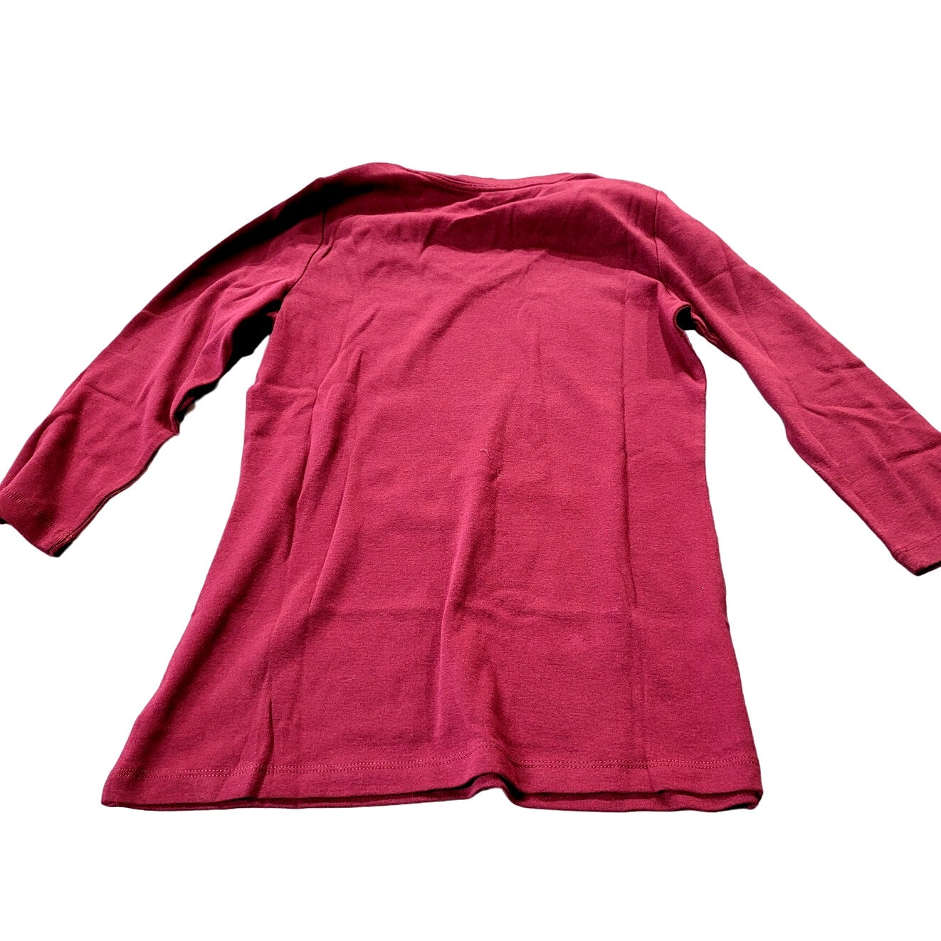 St. John's Bay Womens V Neck 3/4 Sleeve T-Shirt, Deep Ruby, XS (0-2)