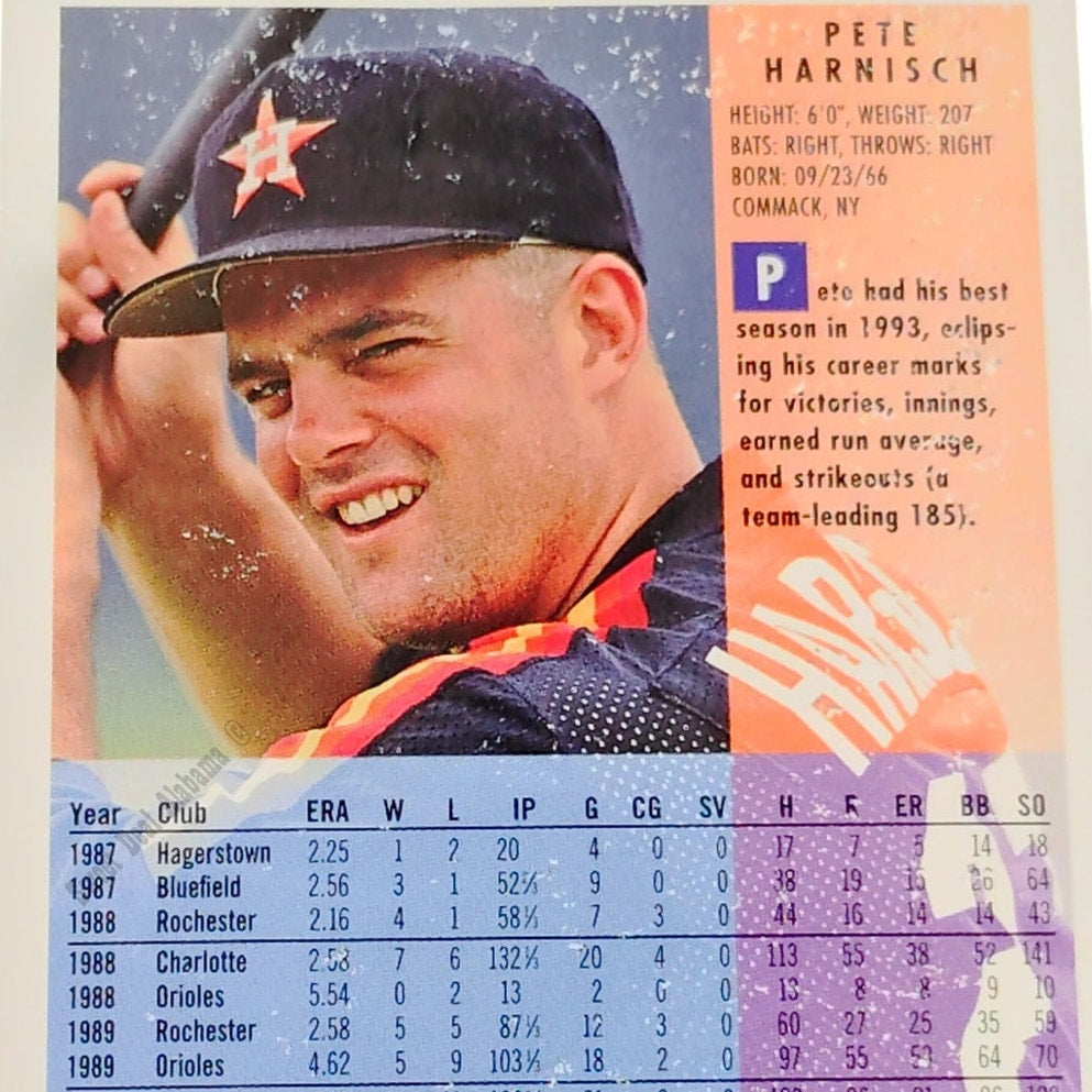 Pete Harnisch, Houston Astros, #492, 1994 Fleer Baseball Collector's Card