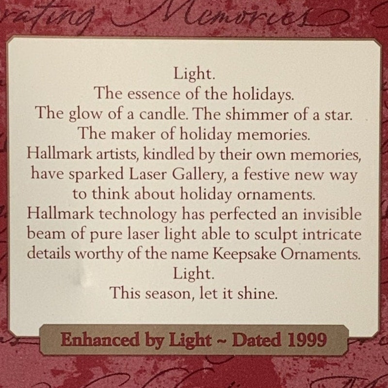 Hallmark 1999 Keepsake Laser Gallery Ornament, A Wish for Peace