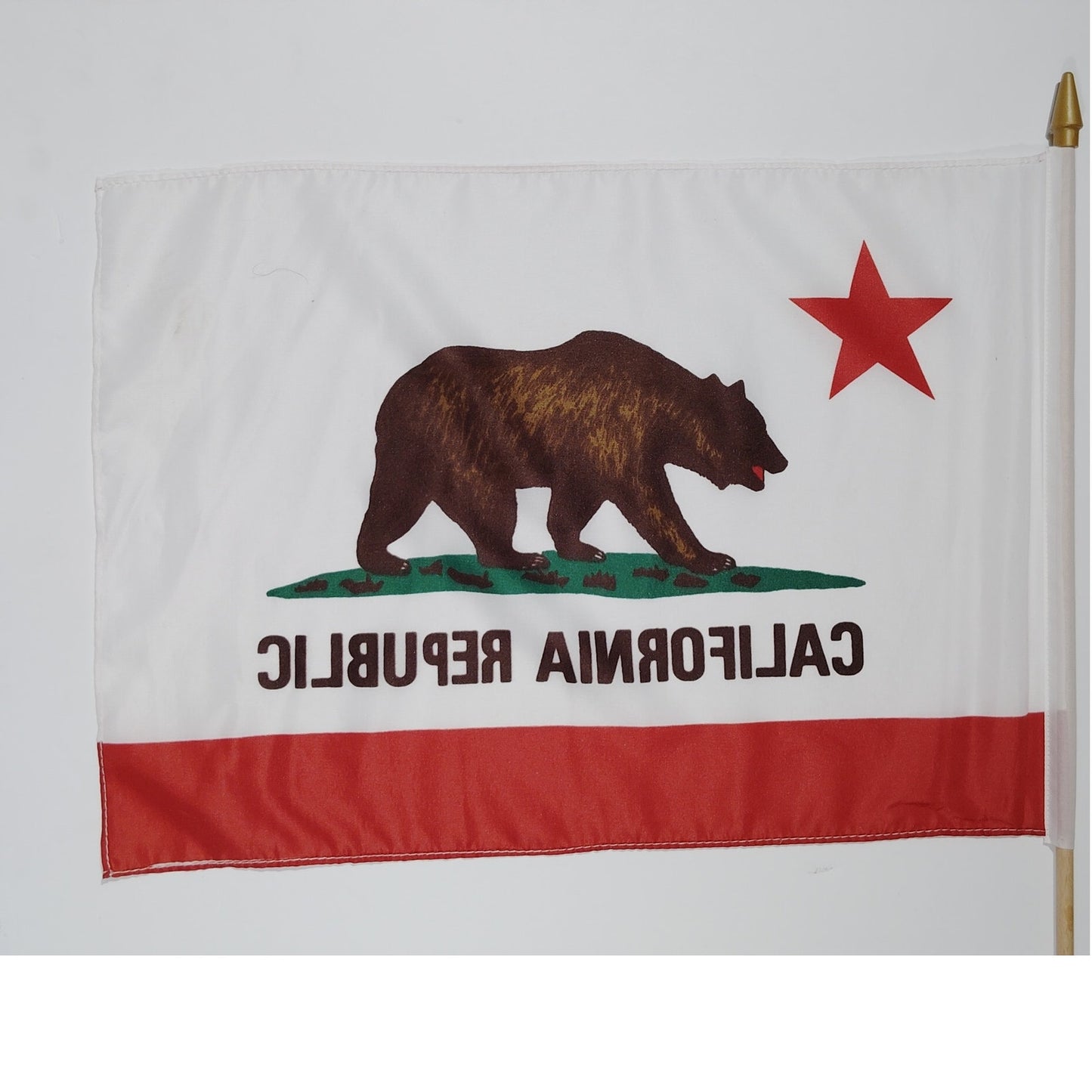 California 12x18in Stick Flag – 24" Wooden Pole – Bold Dye‑Sublimated Colors