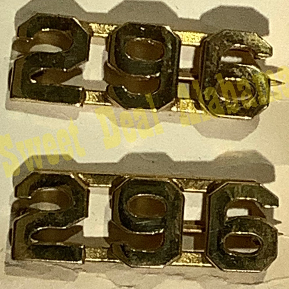 Early/Mid 1900s Brass C-Clasp "296" Collar Devices 3/8"H Hat / Lapel Pins Set