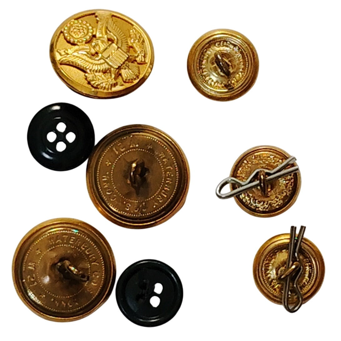 Vintage U.S. Army Coat Button Set – Incomplete – 8 Total – Great Seal Design – Authentic Military