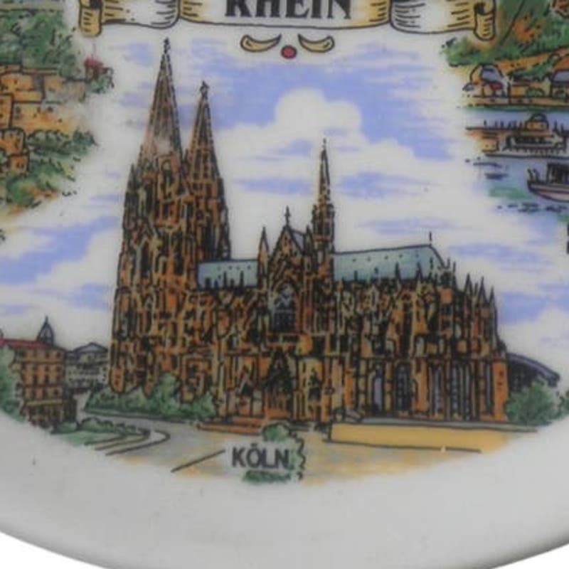 Porcelain Collectors Coaster, 3-7/8"D, Romantischer Rhein Germany Cities & Sites