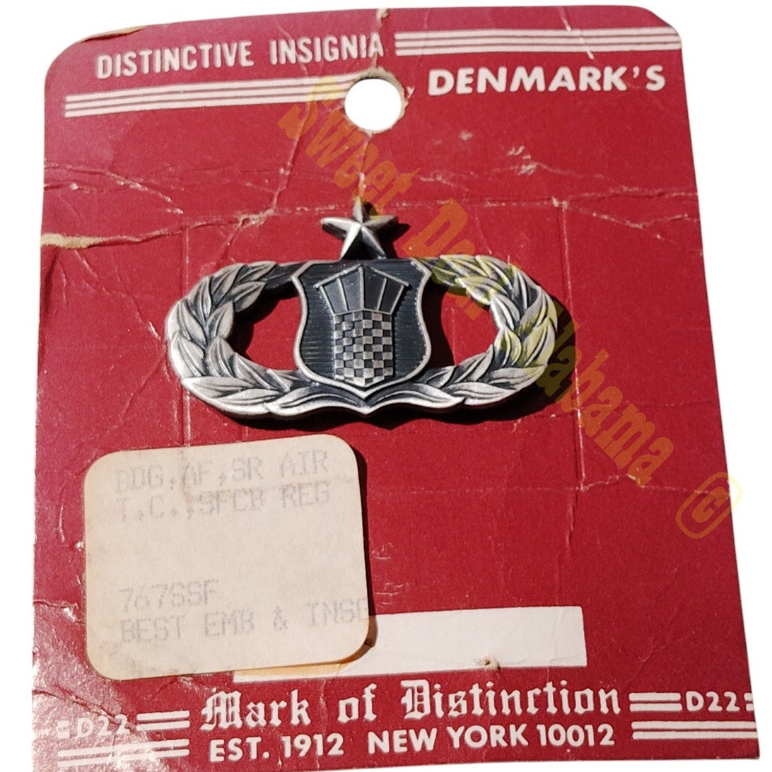 Vintage USAF Senior Air Traffic Control Badge Pin, Patinated Silver Finish