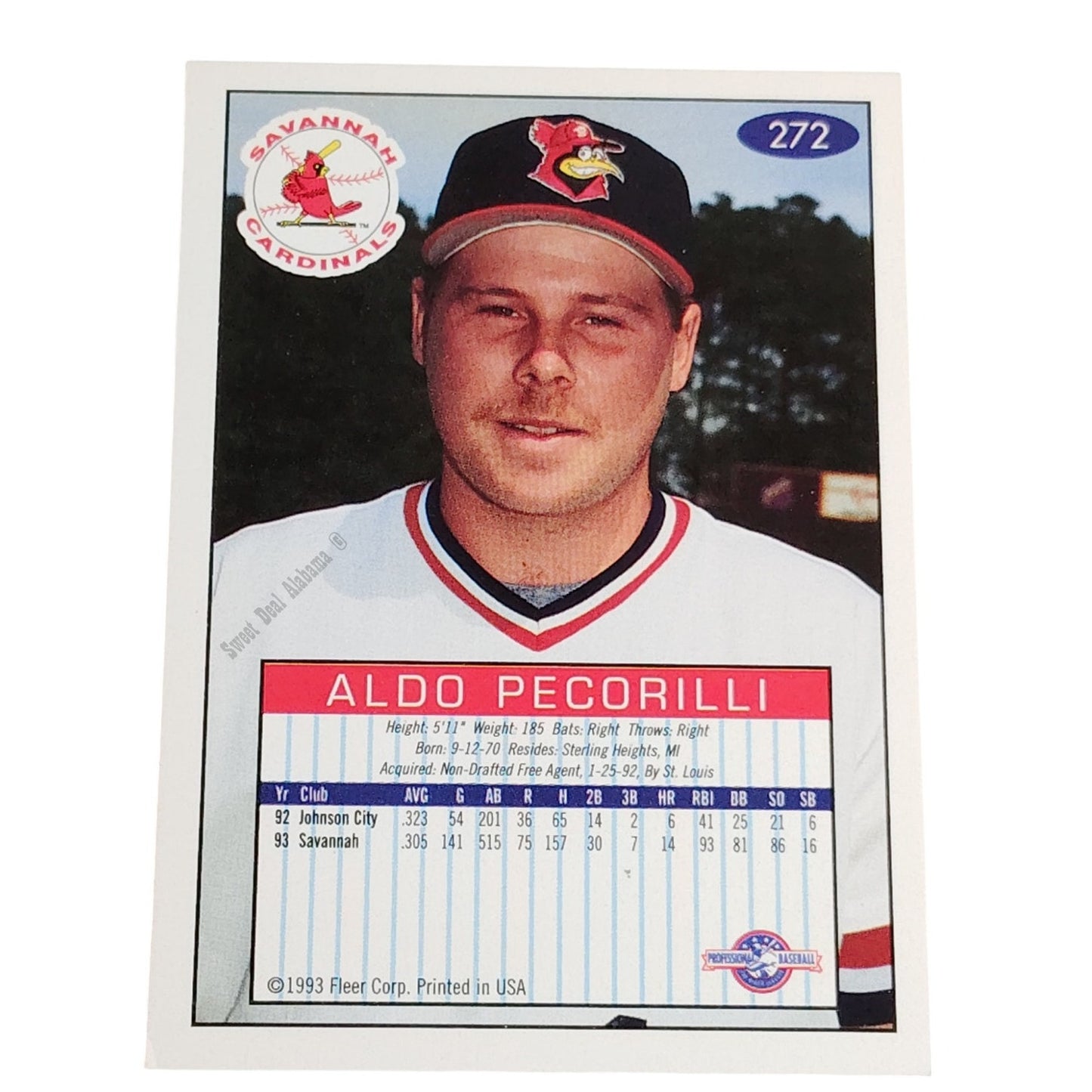 Aldo Pecorilli, Savannah Cardinals, #272, 93-94 Fleer Excel Minor Leagues