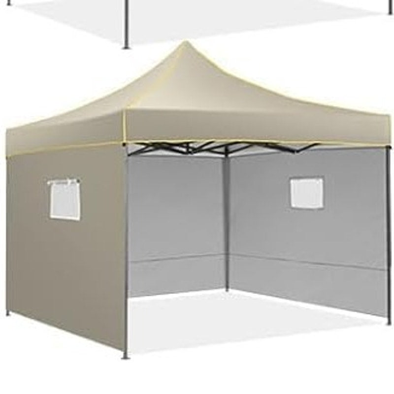 COBIZI 10x10 Heavy Duty Pop-Up Canopy Tent – Khaki, 4 Removable Sidewalls, Waterproof, Portable Bag