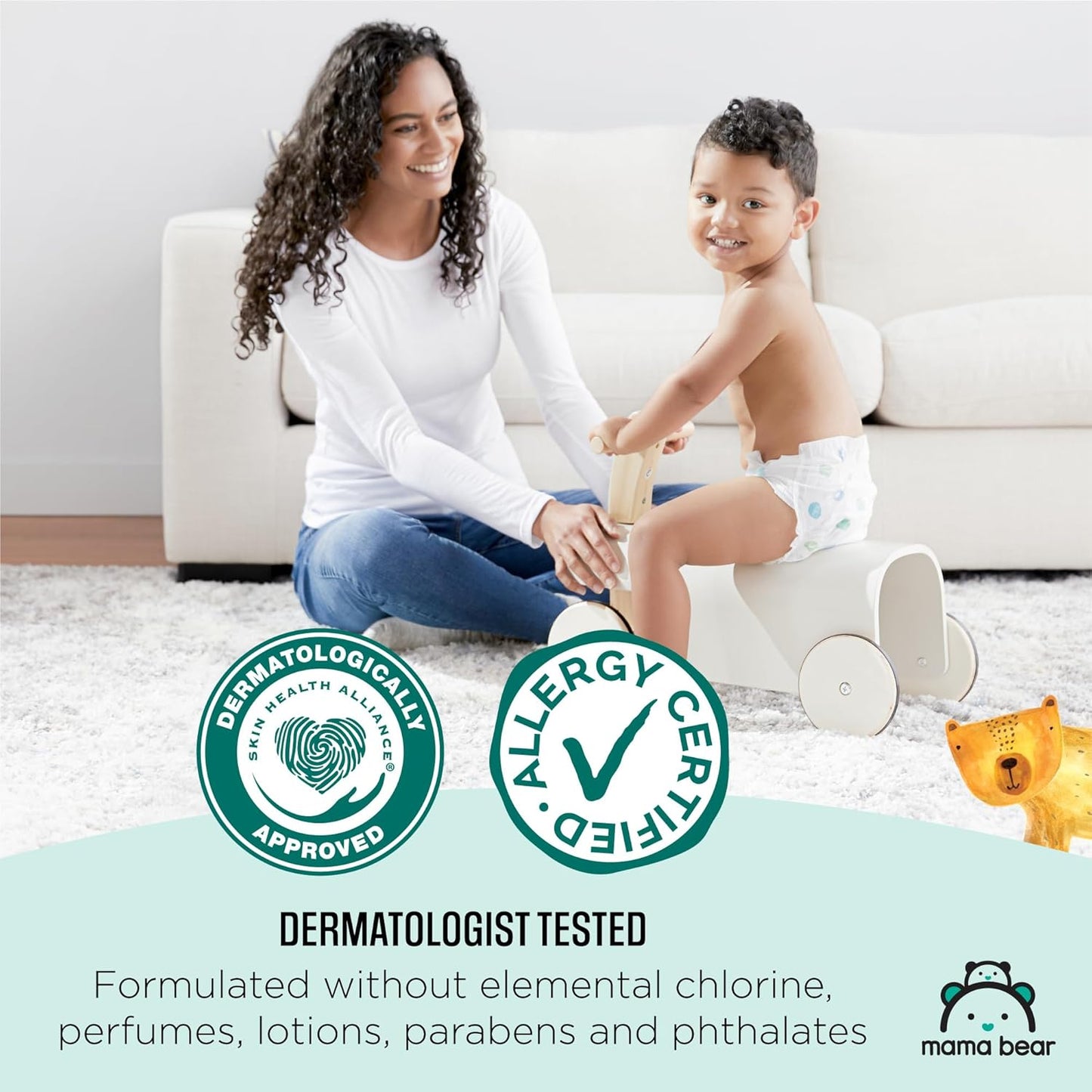 Mama Bear Gentle Touch Diapers – Size 6, 108 Count (4 Packs of 27), Hypoallergenic, Leak Protection