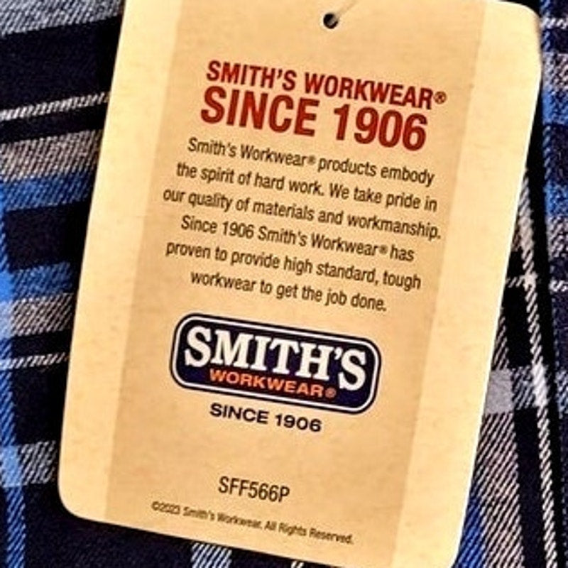 Smiths Workwear Mens Regular Fit Long Sleeve Flannel Shirt, Navy, 2XL