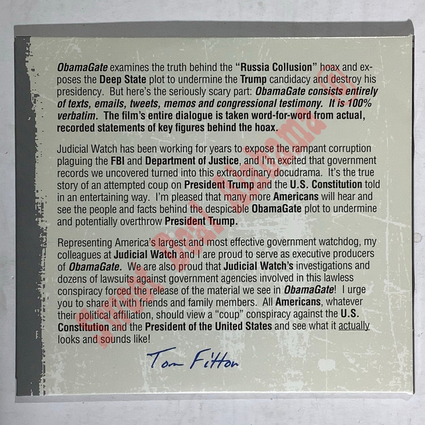 The Obamagate DVD (2020), By Unreported Story Society w/ Judicial Watch