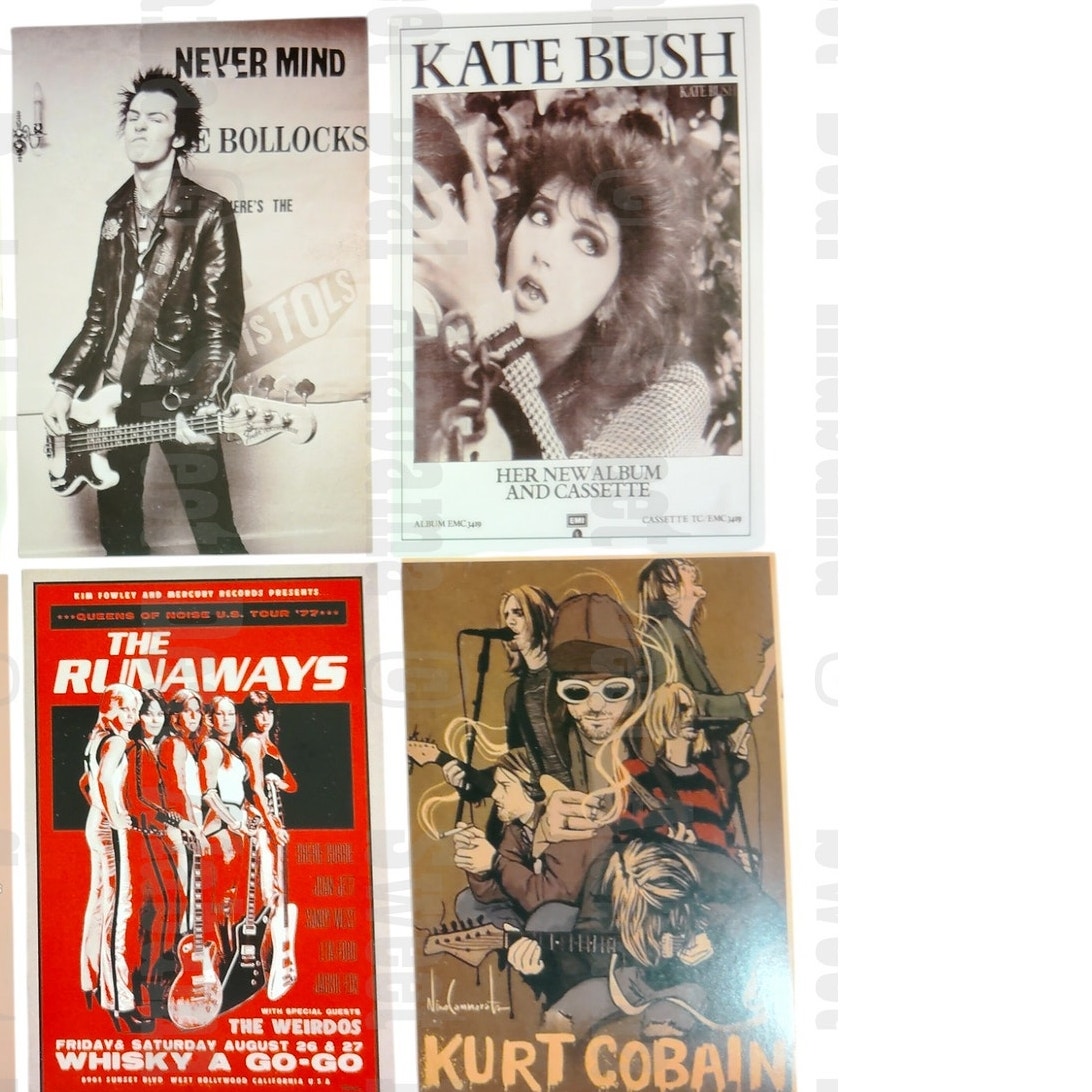 8-Piece Punk Rock Wall Collage Kit - Hip Hop, Rap, Rock & Roll - 6"x4" Posters