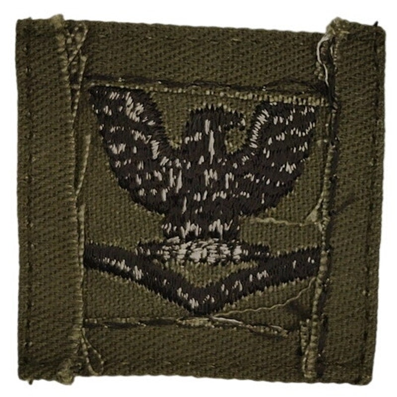 US Navy PO3 E‑4 Subdued Black on OD Rating Device Patch 1‑3/4" TE Sew‑On