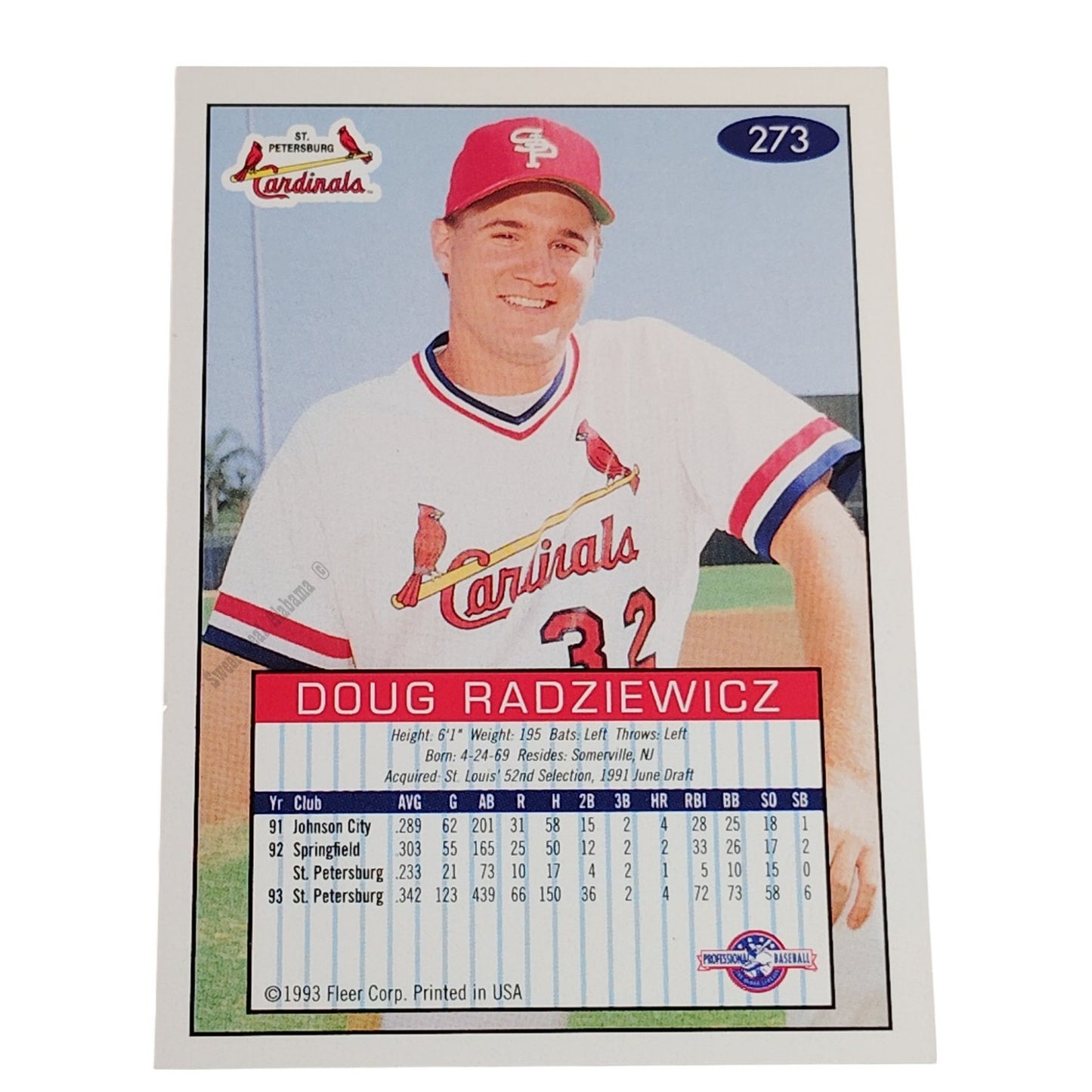 Doug Radziewicz, St. Petersburg Cardinals, #273, 93-94 Fleer Excel Minor Leagues