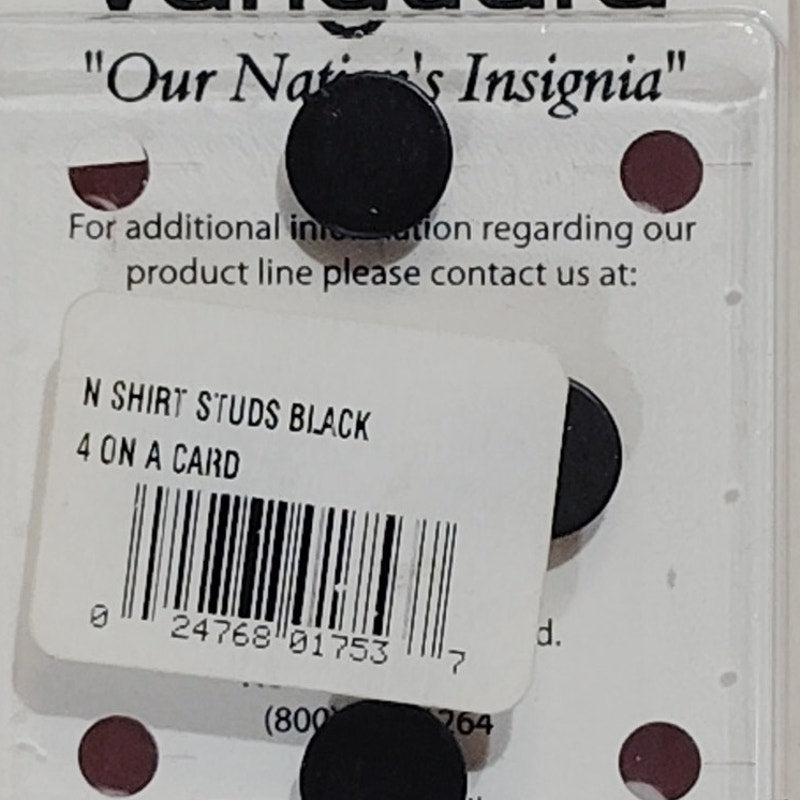 Vanguard Navy Shirt Studs – Black – 4-Pack on Card