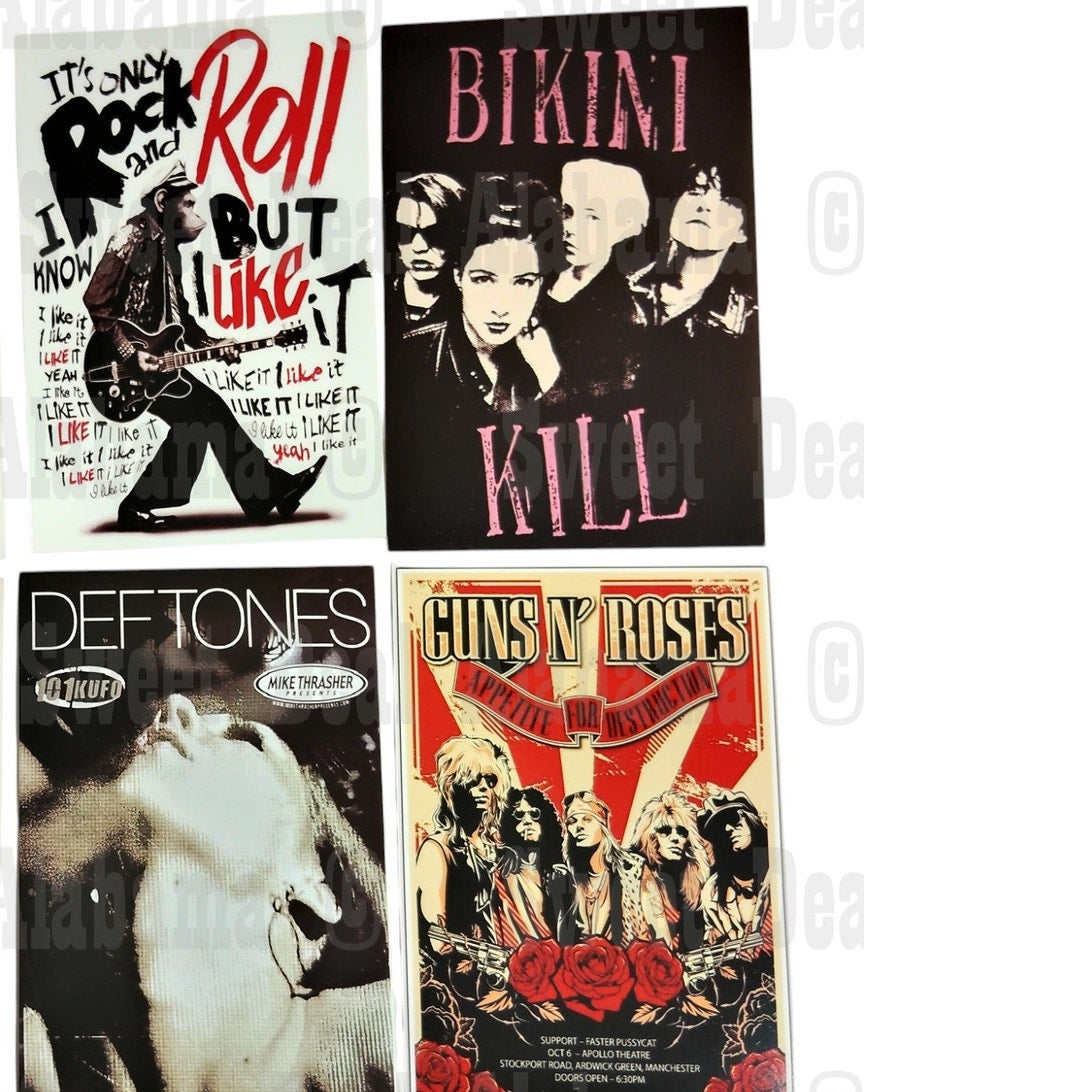 8-Piece Punk Rock Wall Collage Kit - Hip Hop, Rap, Rock & Roll - 6"x4" Posters