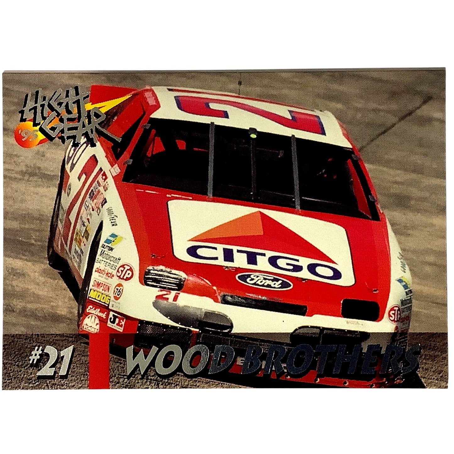 Wood Brothers #21, Morgan Shepherd, Citgo Sponsor, High Gear '95, Card #76, NM