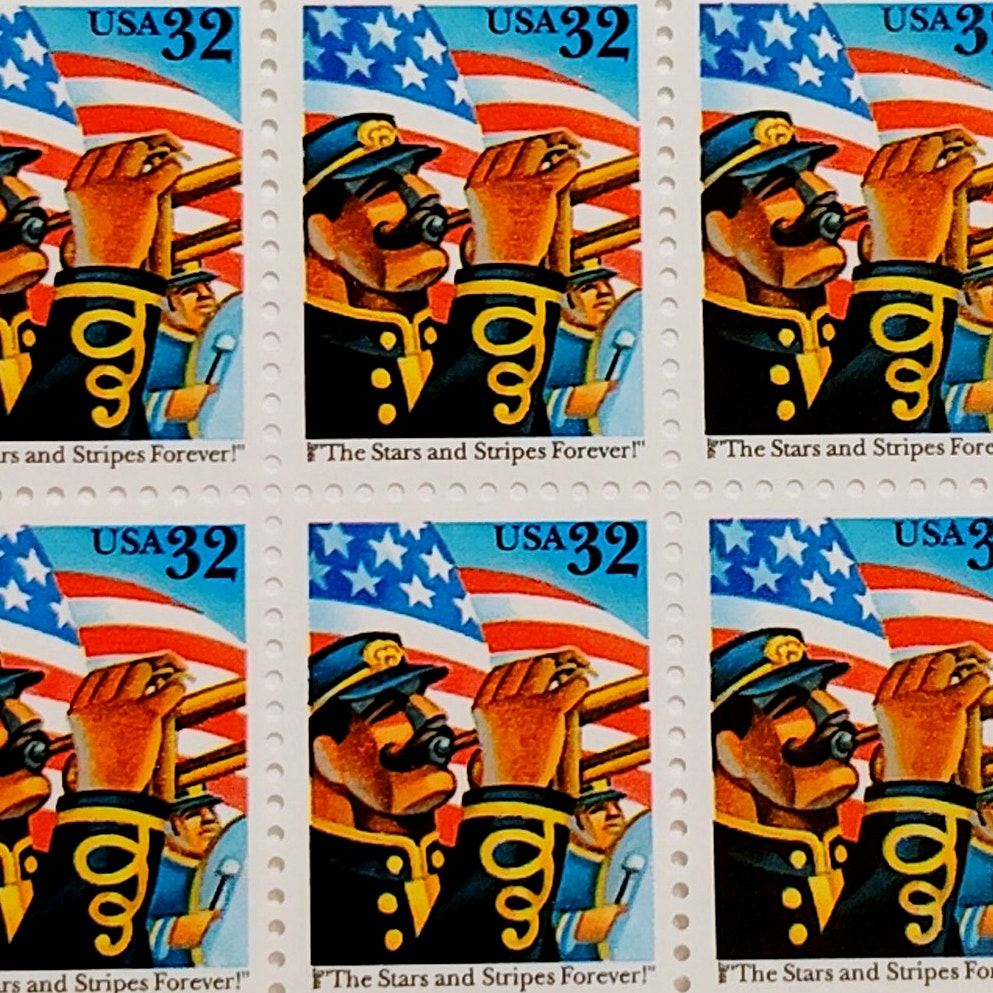 Block of 6 – 1997 USA 32¢ Stars and Stripes Forever MNH Scott 3153