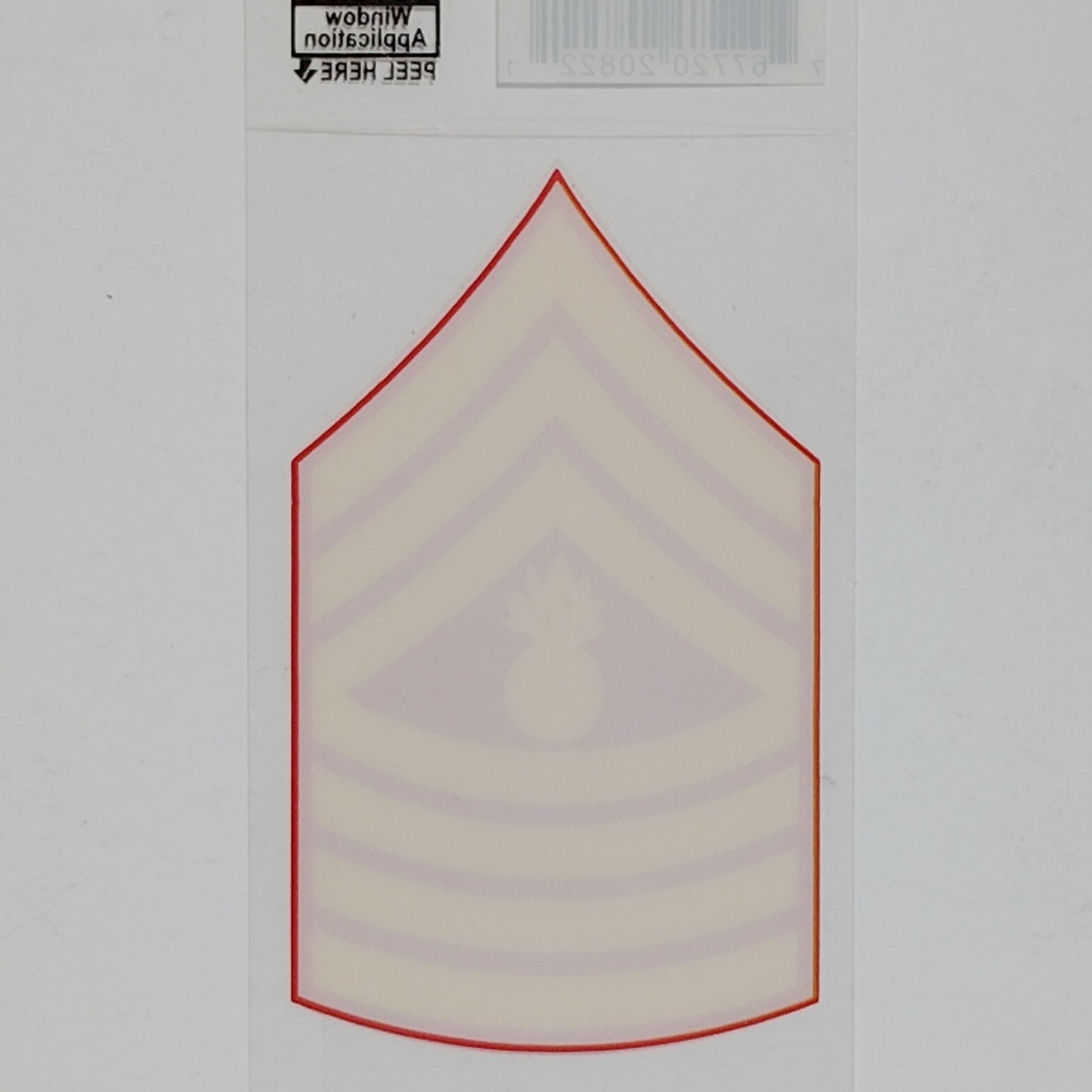 USMC Master Gunnery Sergeant (E-9) Decal – 2" x 3-5/16" Mylar Vinyl, Red/Gold