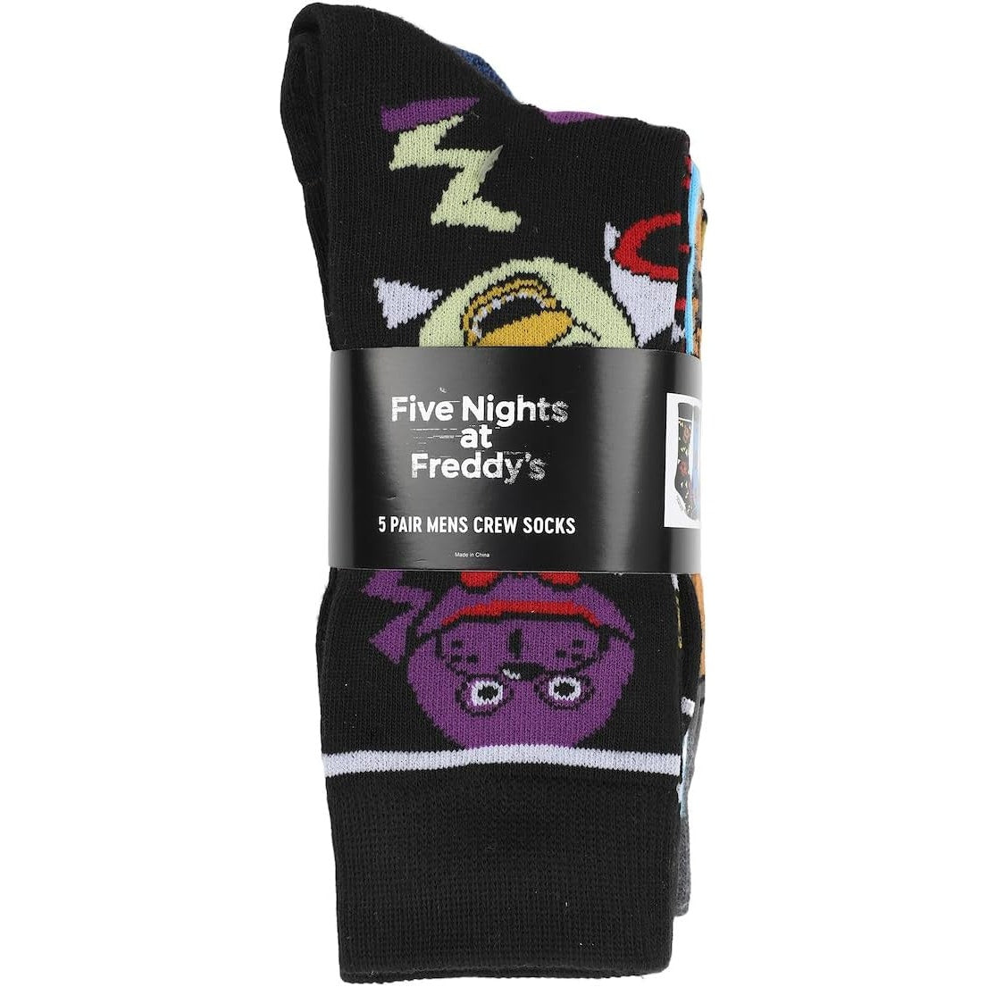Five Nights at Freddy’s Adult Casual Crew Socks – 5-Pack, Multicolor