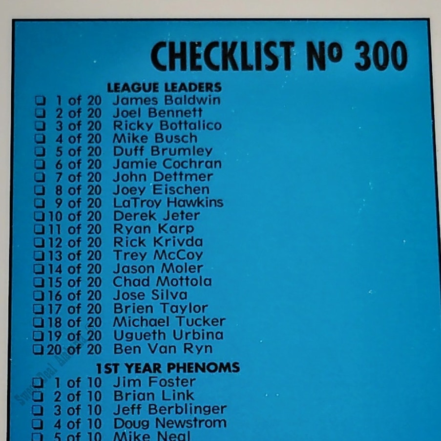 Checklist 125 Through 249, #299, 93-94 Fleer Excel Minor Leagues
